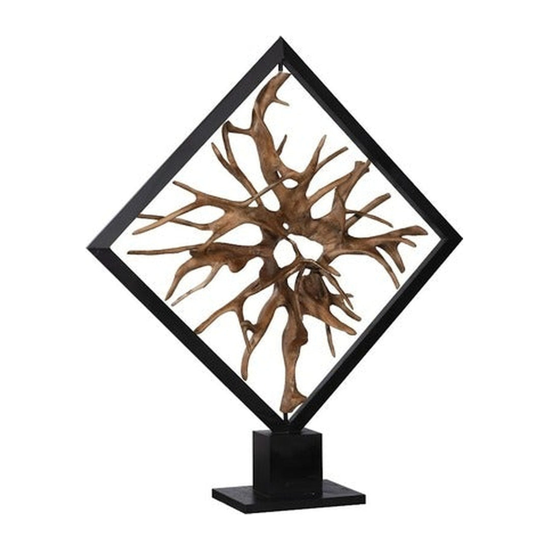 Revolving Diamond Teak Wood Sculpture Phillips Collection