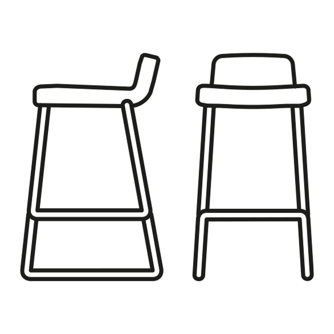 Riley Metal Sled-Base Counter Stool by Connubia line drawing