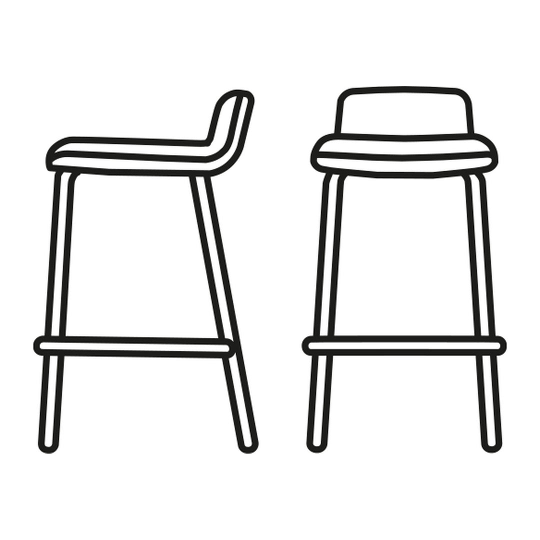 Riley Soft Four-Leg Counter Stool by Connubia line drawing