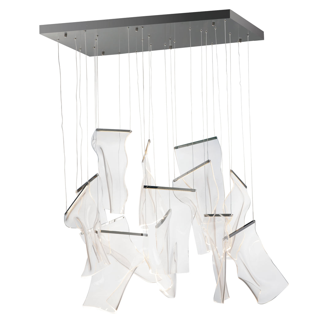 Rinkle 13-Light Rectilinear LED Pendant by ET2 Lighting in Brushed Gunmetal, front view