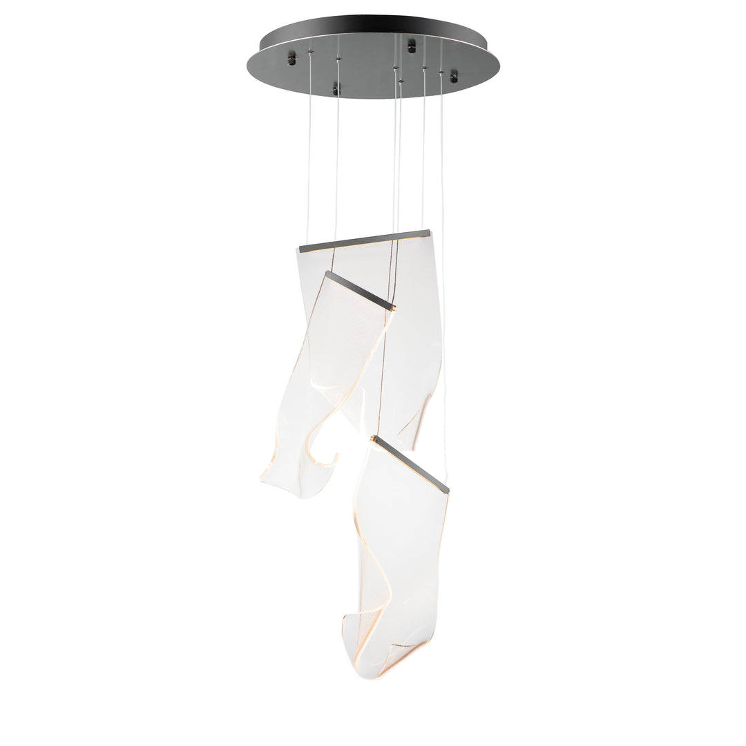 Rinkle 3-Light LED Multi Pendant by ET2 Lighting in Brushed Gunmetal, front view