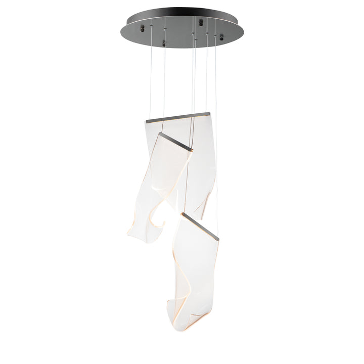 Rinkle 3-Light LED Multi Pendant by ET2 Lighting in Brushed Gunmetal, front view