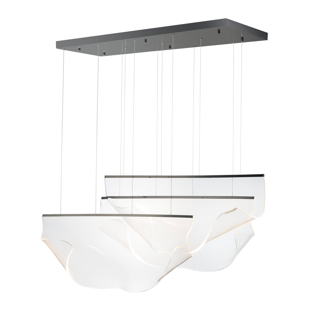 Rinkle 3-Light Linear LED Pendant by ET2 Lighting in Brushed Gunmetal, front view