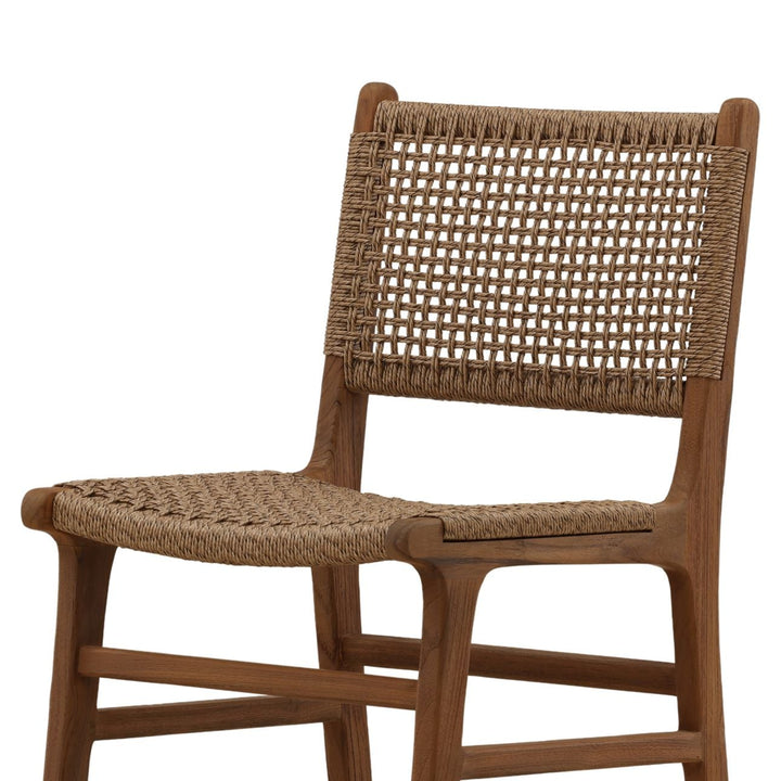 Delmar Wicker and Teak Outdoor Dining Chair, Light Brown Rustic, detail 1 view