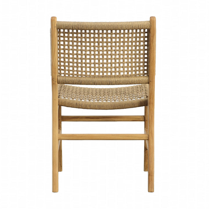 Delmar Wicker and Teak Outdoor Dining Chair, Natural, back view
