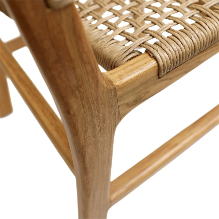 Delmar Wicker and Teak Outdoor Dining Chair, Natural, detail 1 view