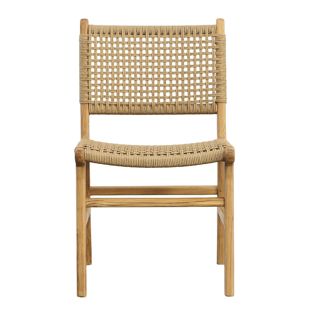 Delmar Wicker and Teak Outdoor Dining Chair, Natural, front view