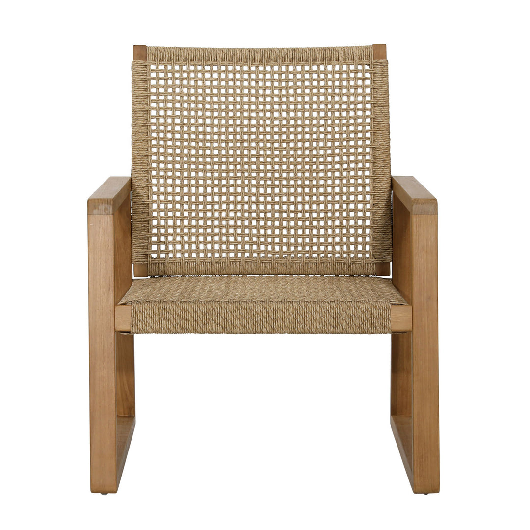 Faylen Woven Teak Outdoor Lounge Chair, front view