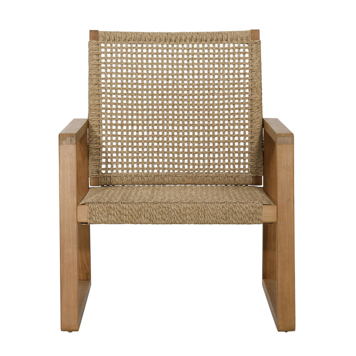 Faylen Woven Teak Outdoor Lounge Chair, front view