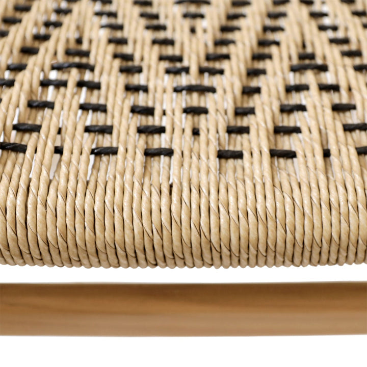 Lumera Black Wicker and Teak Outdoor Dining Chair, detail 1 view