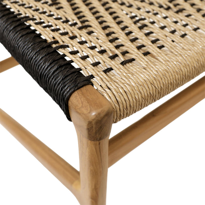 Lumera Black Wicker and Teak Outdoor Dining Chair, detail 2 view