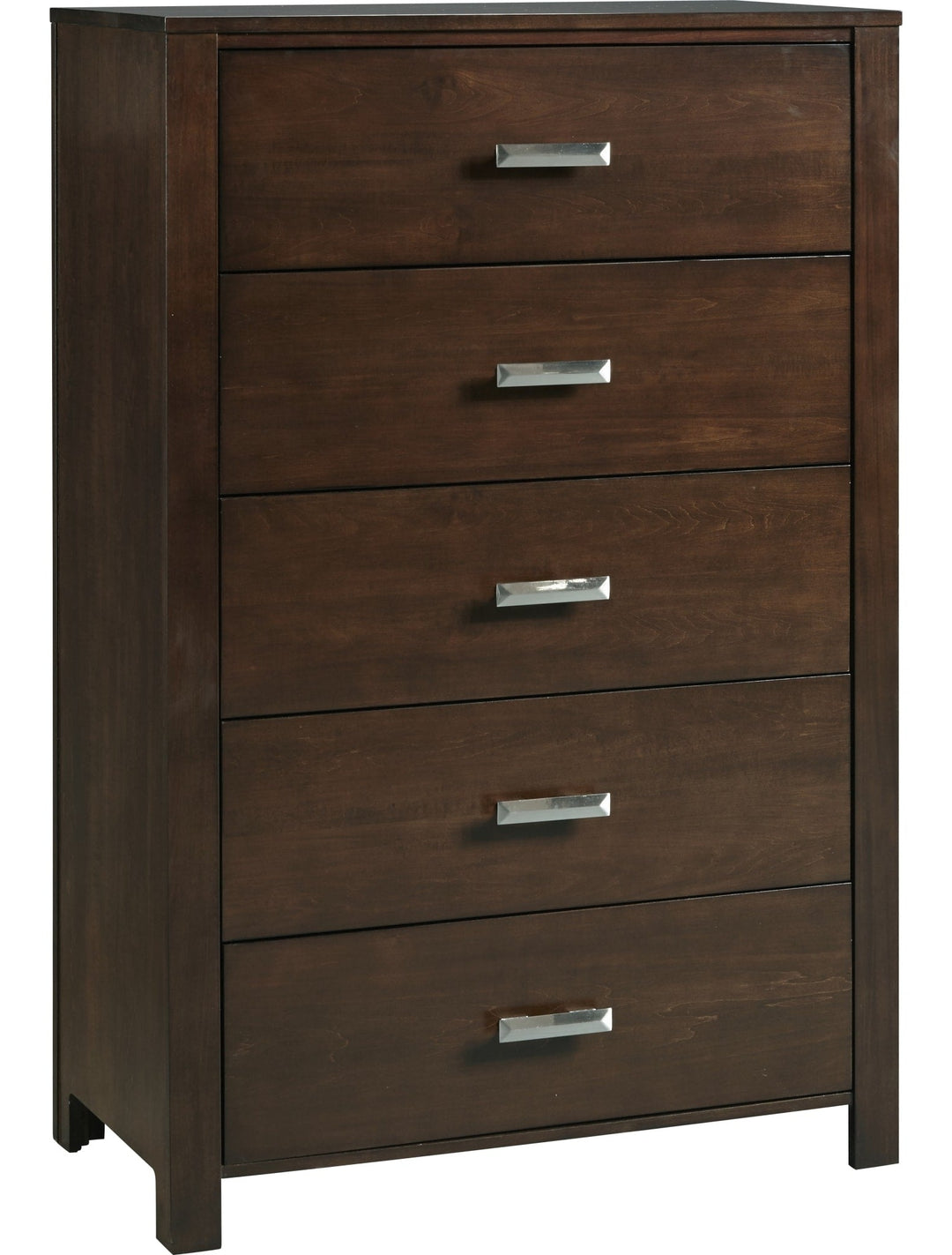 Riva Five Drawer Chest in Chocolate Brown — on a white background
