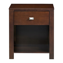 Riva One Drawer Nightstand by Modus in Chocolate Brown — on a white background