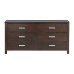 Riva Six Drawer Dresser by Modus in Chocolate Brown — on a white background