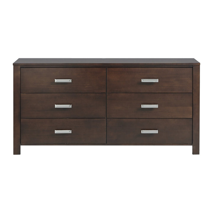 Riva Six Drawer Dresser by Modus in Chocolate Brown — on a white background