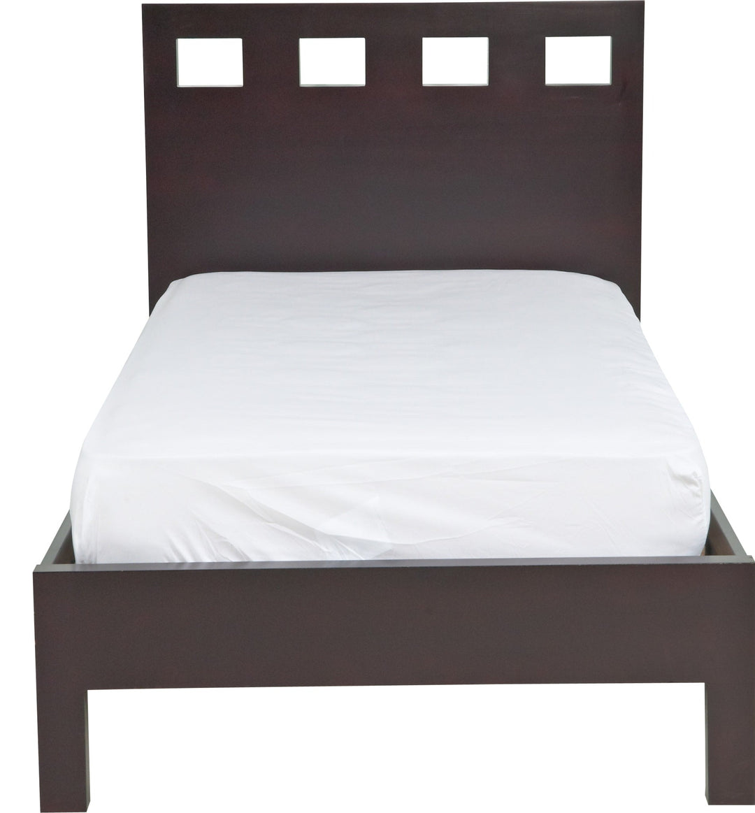 Riva Wood Platform Bed in Espresso — white background, front view
