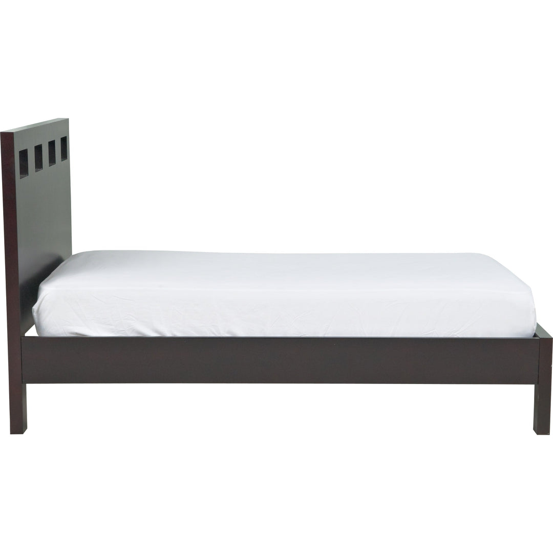 Riva Wood Platform Bed in Espresso — white background, side profile