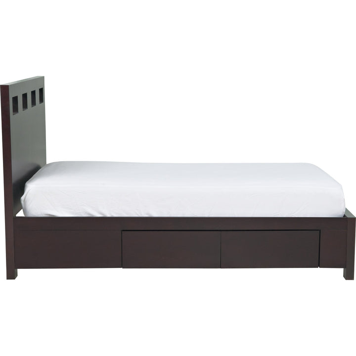 Riva Wood Storage Bed in Espresso — white background, side profile
