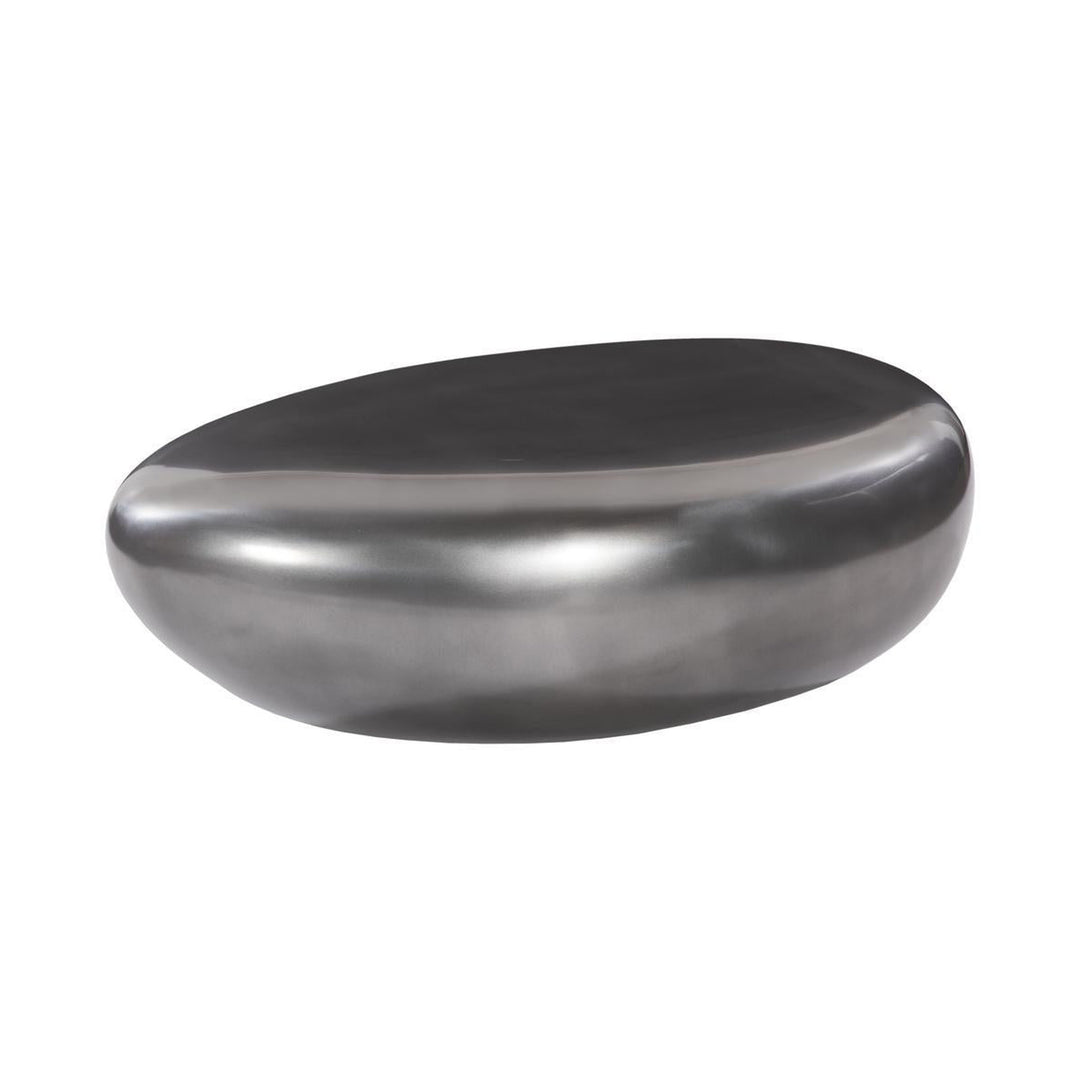 River Stone Coffee Table, Polished Aluminum by Phillips Collection — centered product view