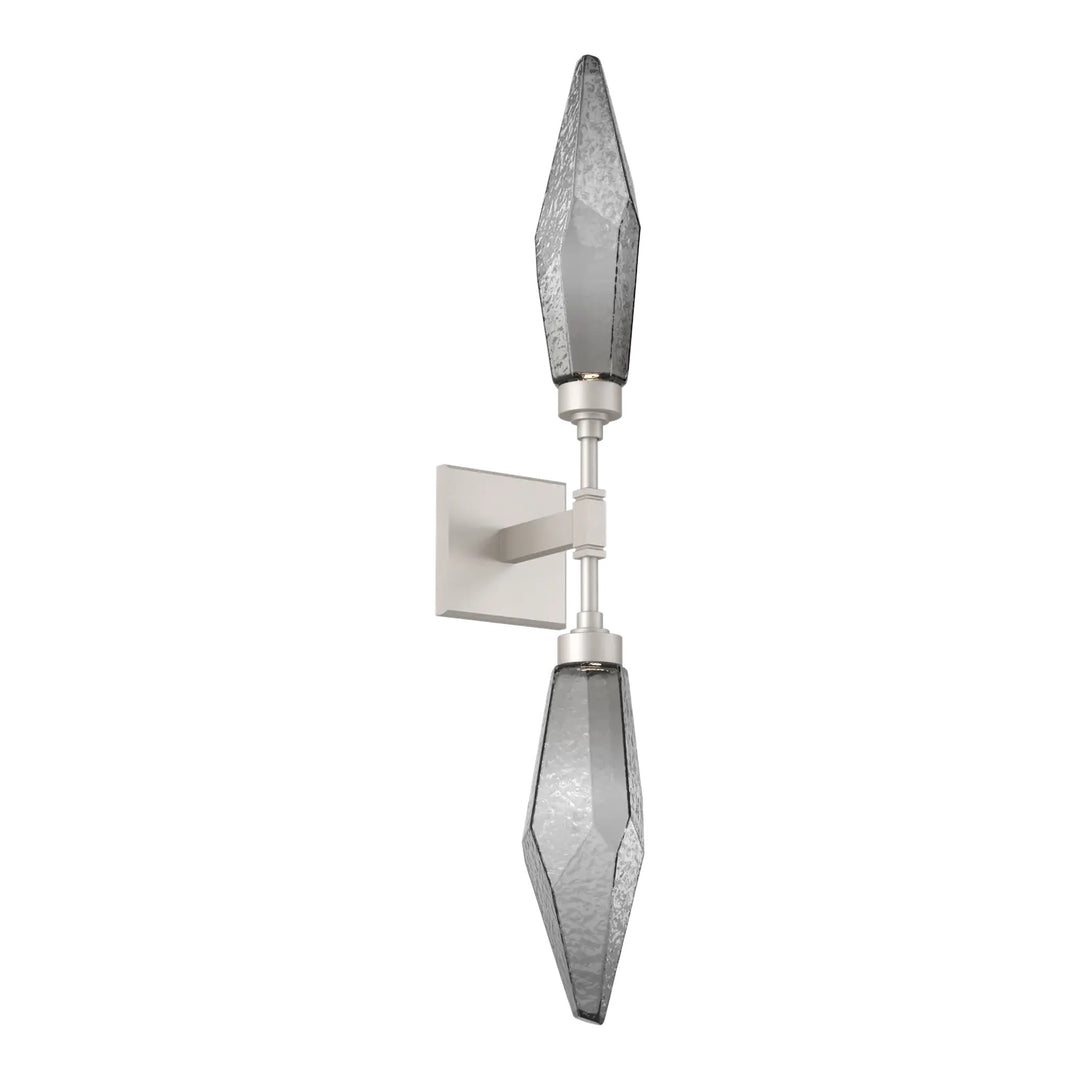 Rock Crystal Double Sconce by Hammerton Studio in Beige Silver
