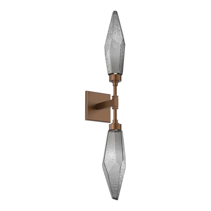 Rock Crystal Double Sconce by Hammerton Studio in Burnished Bronze