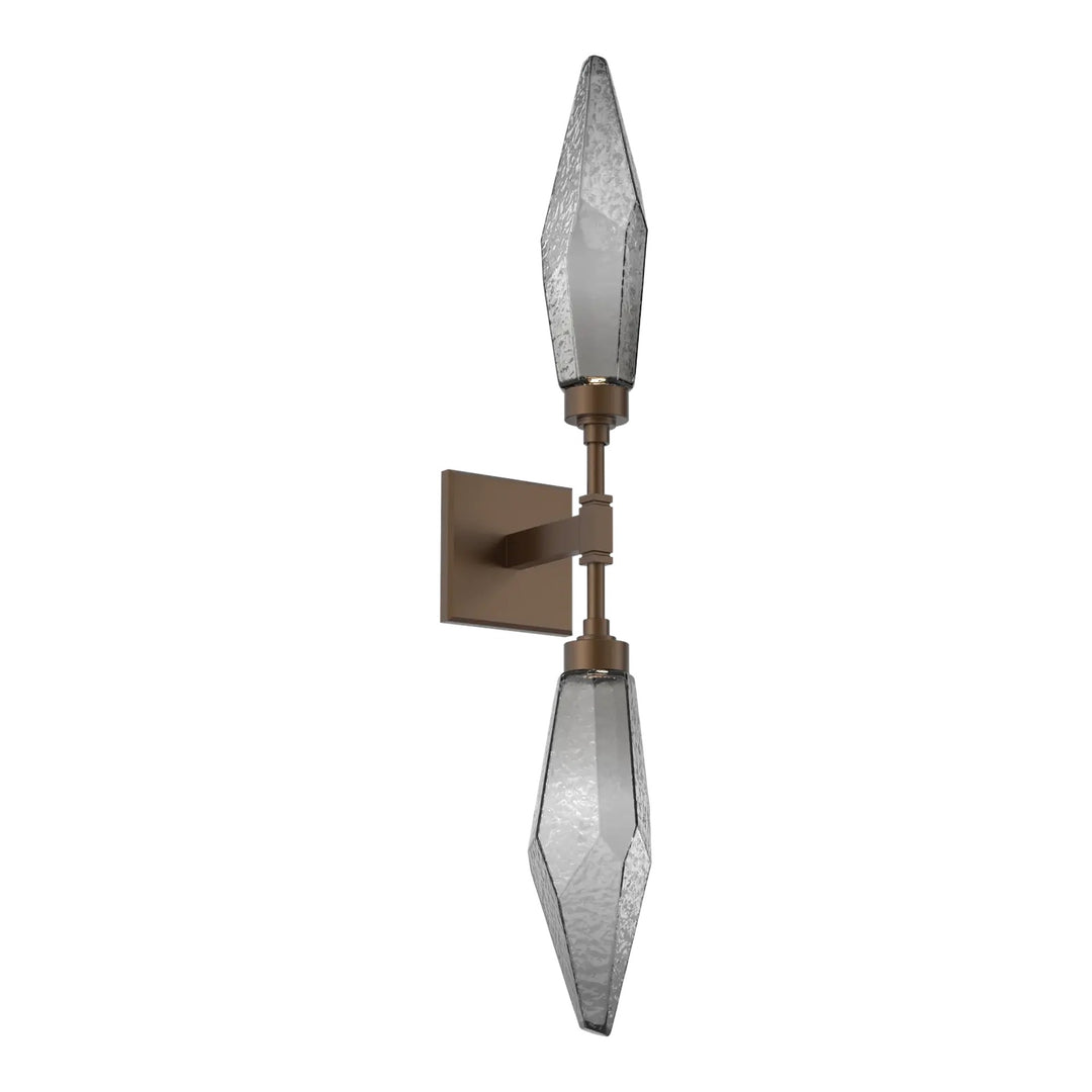 Rock Crystal Double Sconce by Hammerton Studio in Flat Bronze