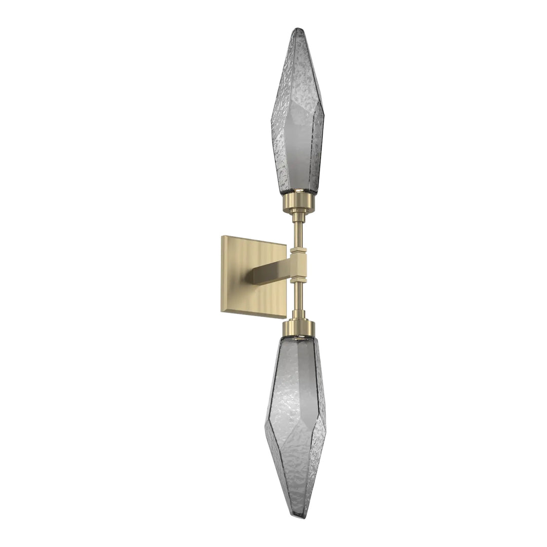 Rock Crystal Double Sconce by Hammerton Studio in Heritage Brass