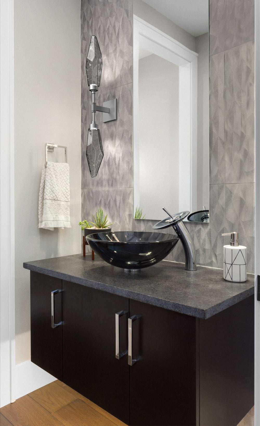 Rock Crystal Double Sconce by Hammerton Studio in a styled interior