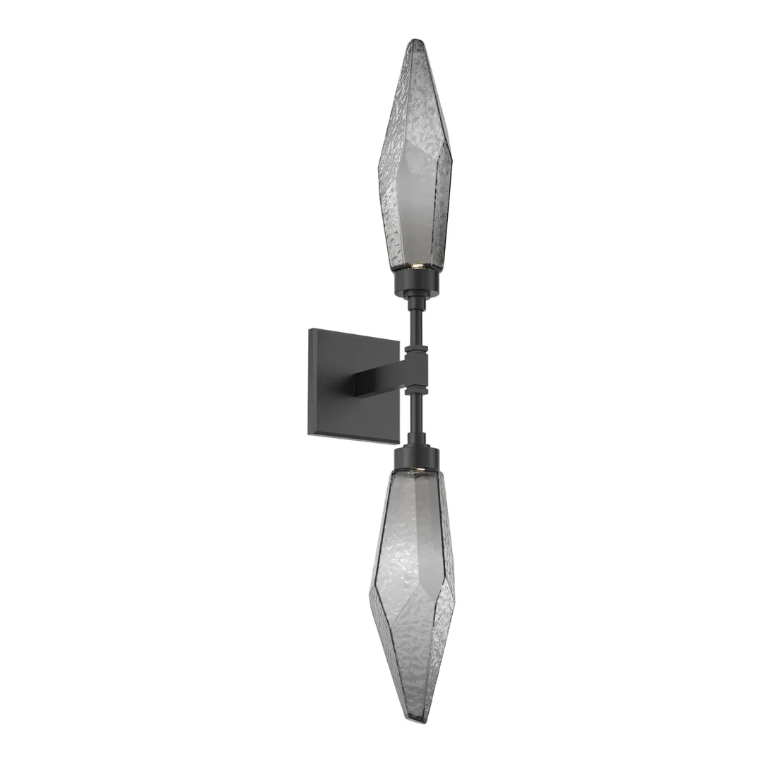 Rock Crystal Double Sconce by Hammerton Studio in Matte Black