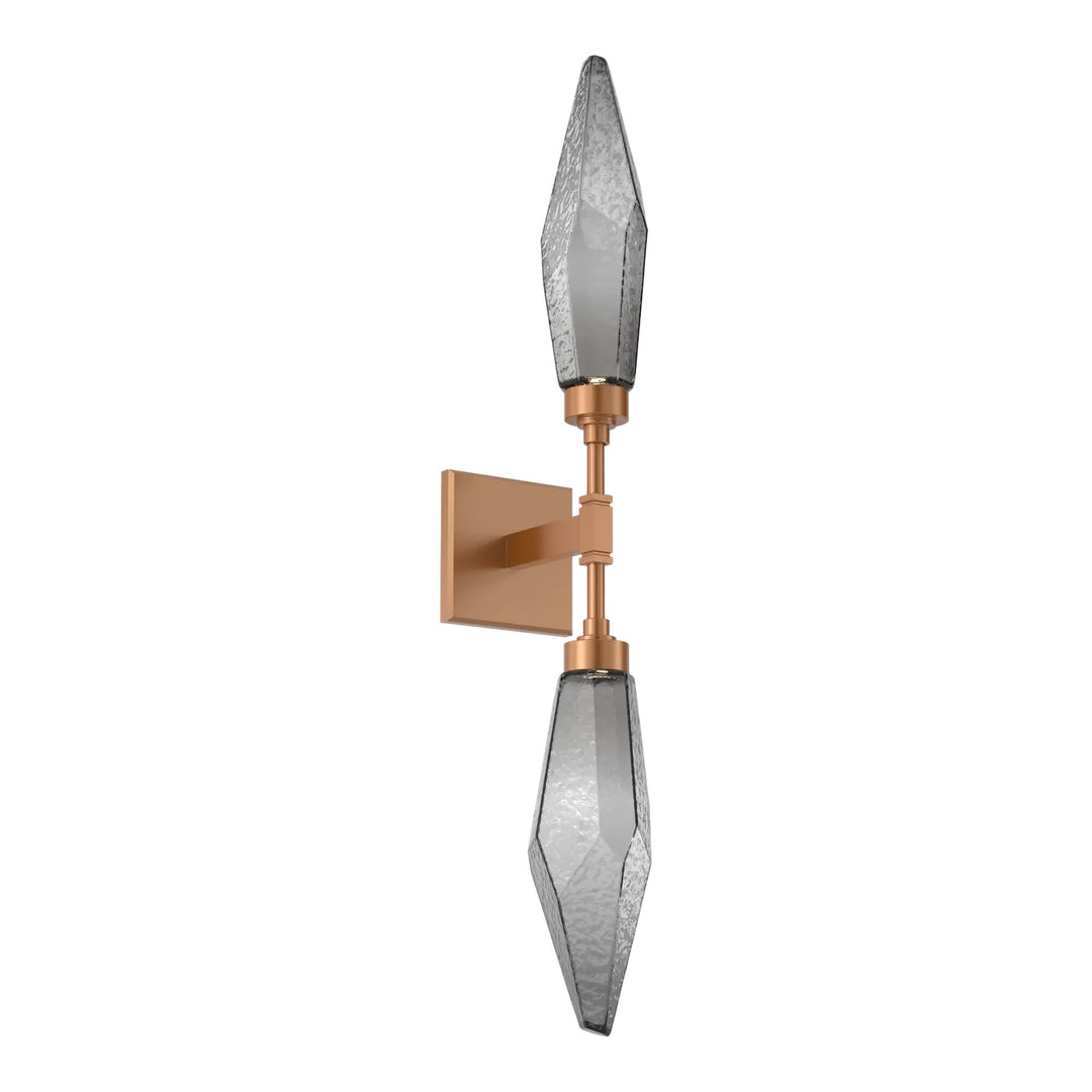 Rock Crystal Double Sconce by Hammerton Studio in Novel Brass