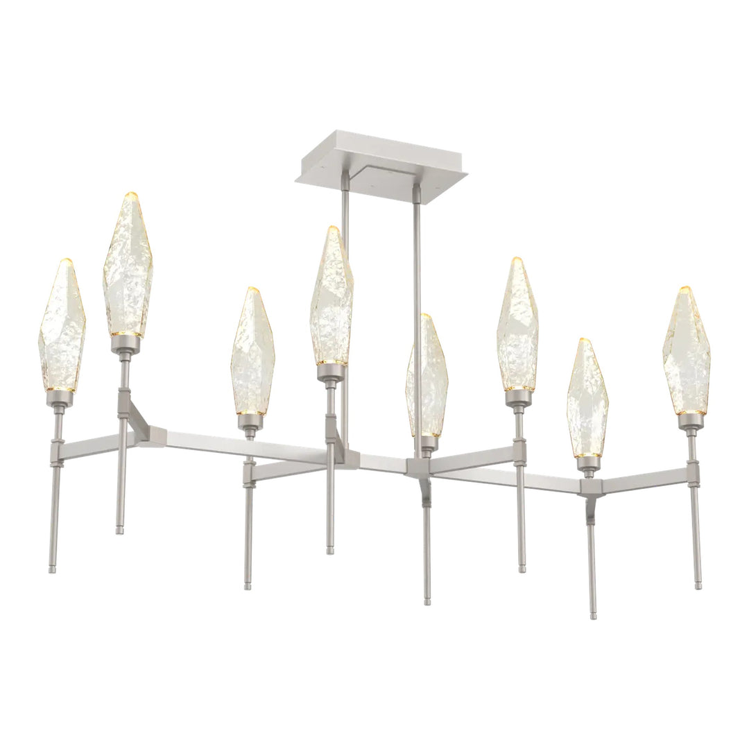 Rock Crystal Linear Belvedere Chandelier by Hammerton Studio in Beige Silver