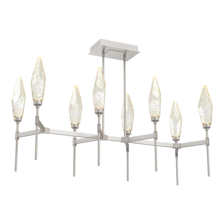 Rock Crystal Linear Belvedere Chandelier by Hammerton Studio in Beige Silver