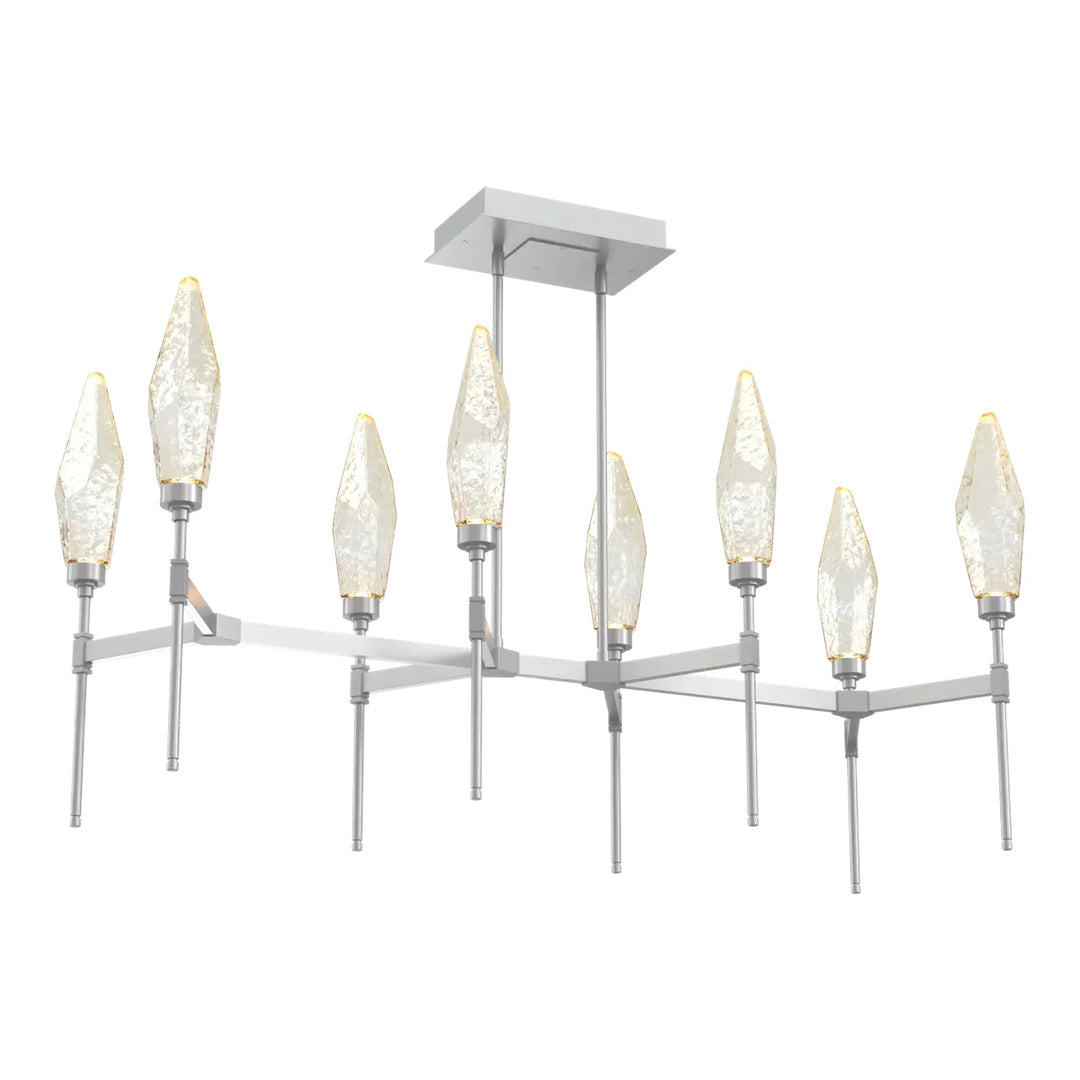 Rock Crystal Linear Belvedere Chandelier by Hammerton Studio in Classic Silver