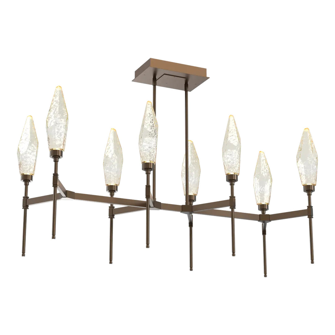 Rock Crystal Linear Belvedere Chandelier by Hammerton Studio in Flat Bronze