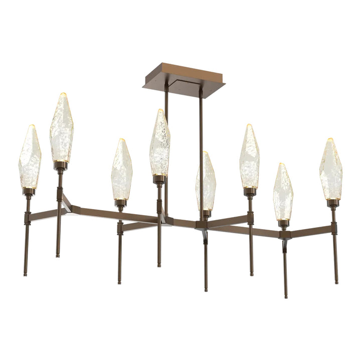 Rock Crystal Linear Belvedere Chandelier by Hammerton Studio in Flat Bronze