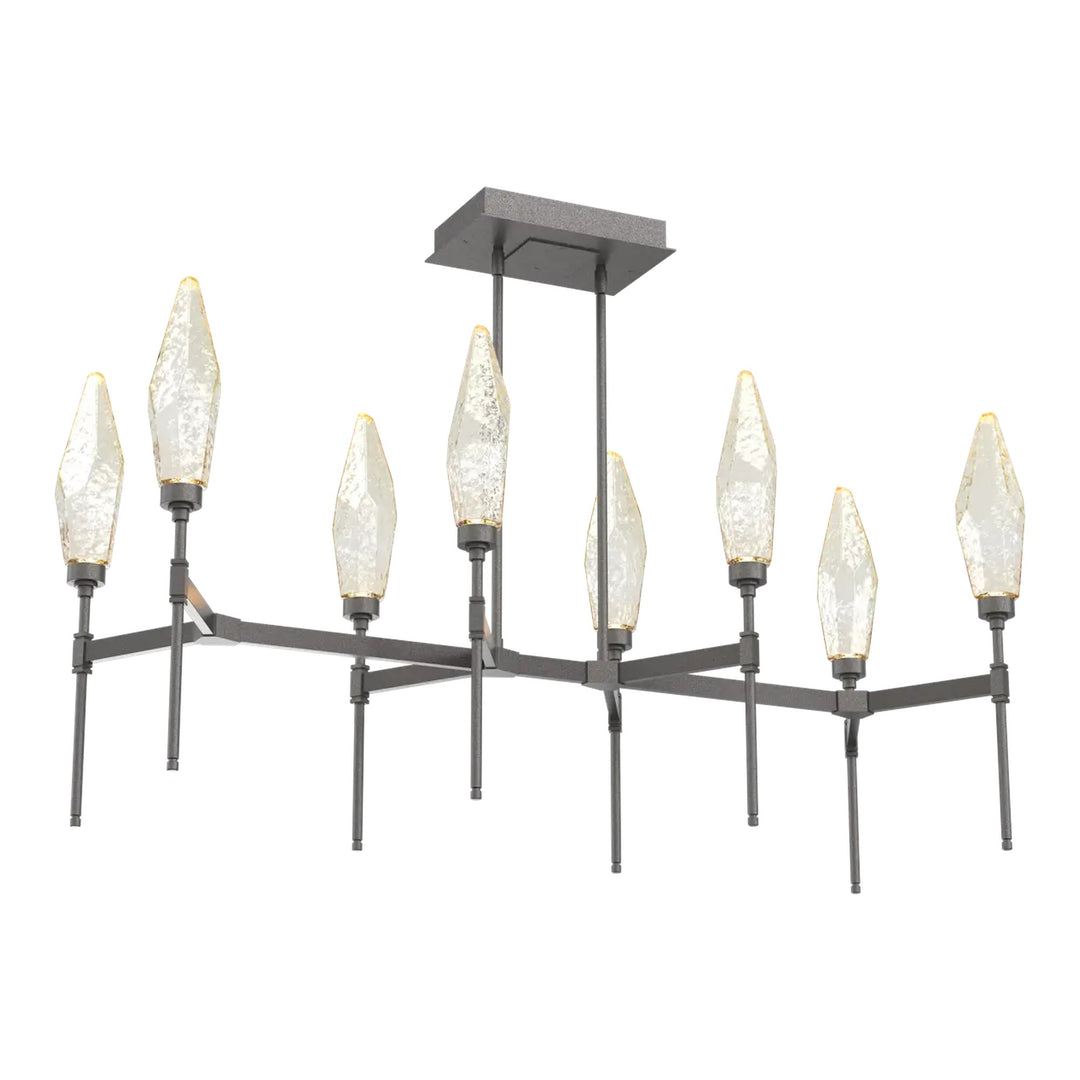 Rock Crystal Linear Belvedere Chandelier by Hammerton Studio in Graphite