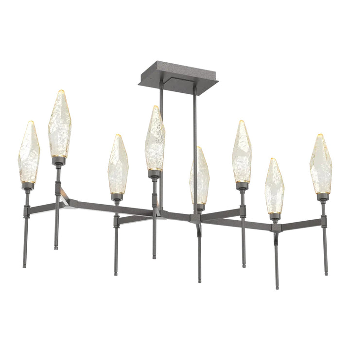 Rock Crystal Linear Belvedere Chandelier by Hammerton Studio in Graphite