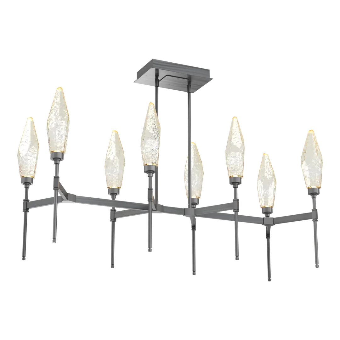 Rock Crystal Linear Belvedere Chandelier by Hammerton Studio in Gunmetal