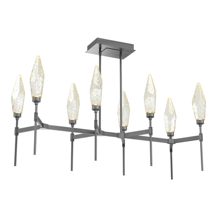 Rock Crystal Linear Belvedere Chandelier by Hammerton Studio in Gunmetal