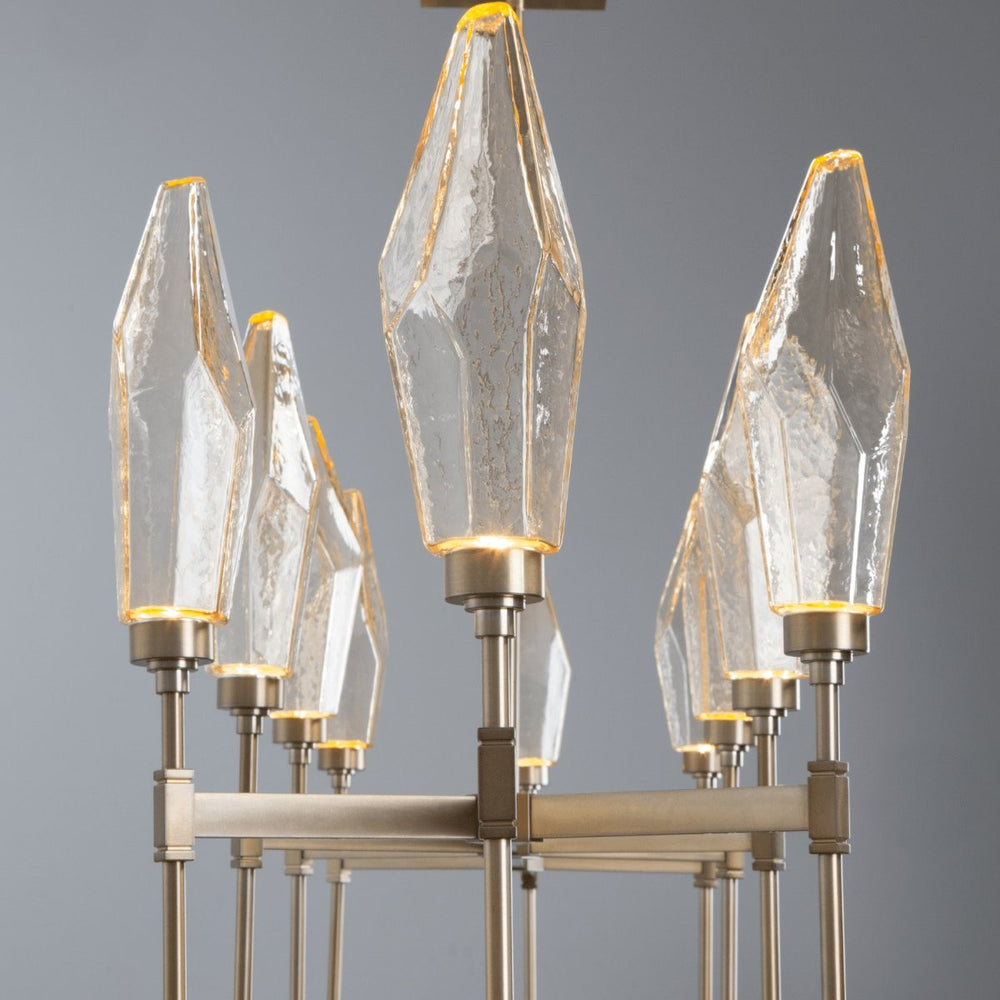 Rock Crystal Linear Belvedere Chandelier by Hammerton Studio in a styled interior