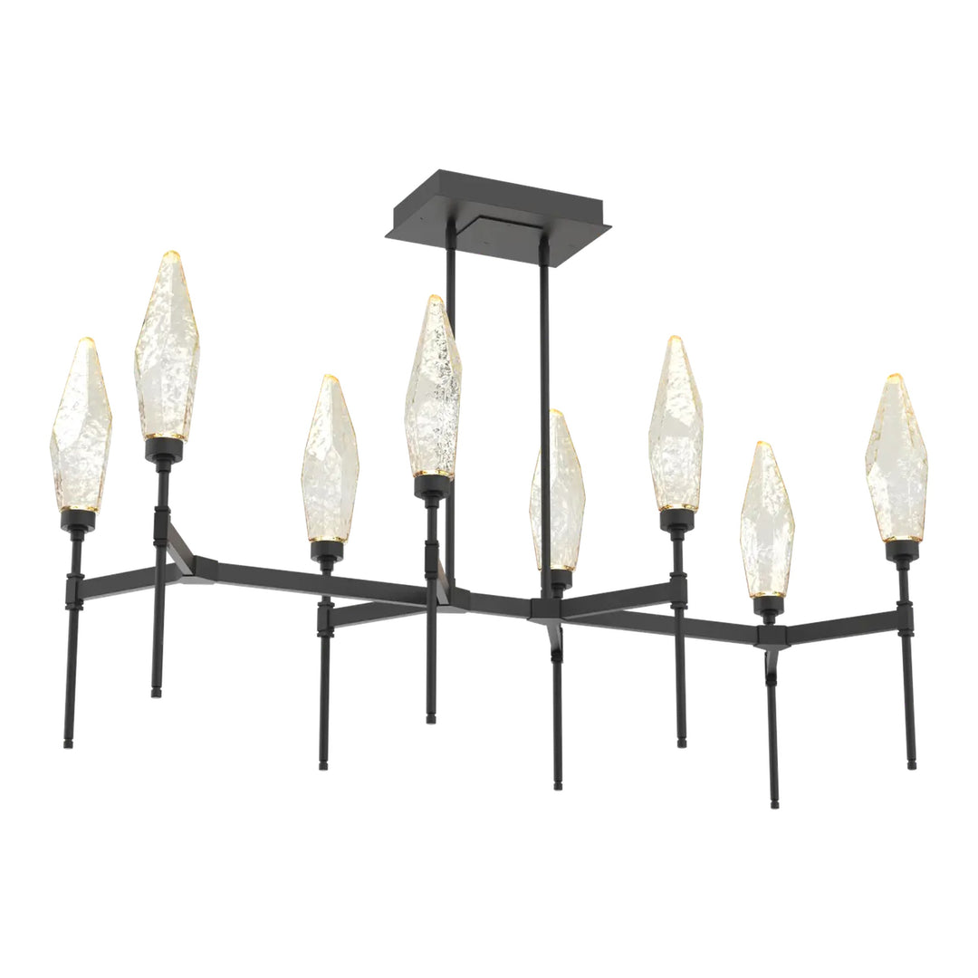 Rock Crystal Linear Belvedere Chandelier by Hammerton Studio in Matte Black