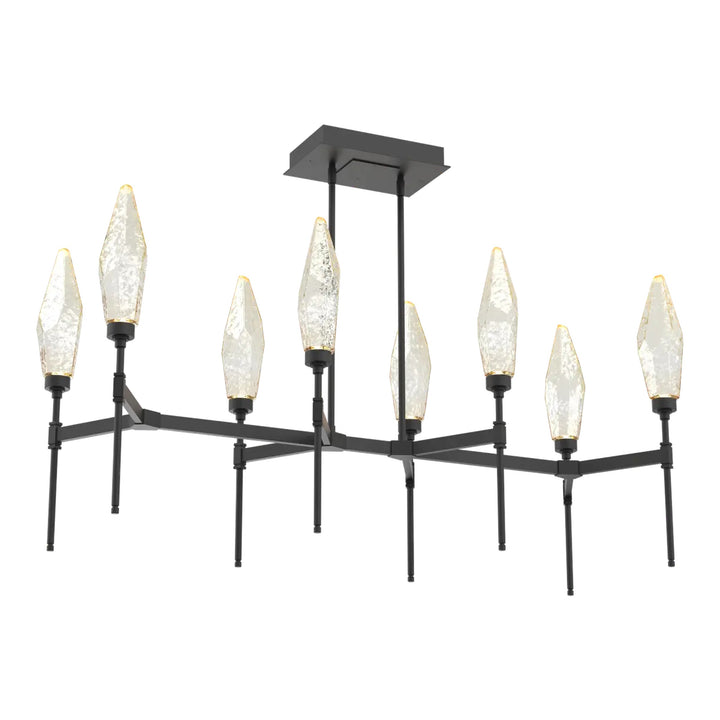 Rock Crystal Linear Belvedere Chandelier by Hammerton Studio in Matte Black