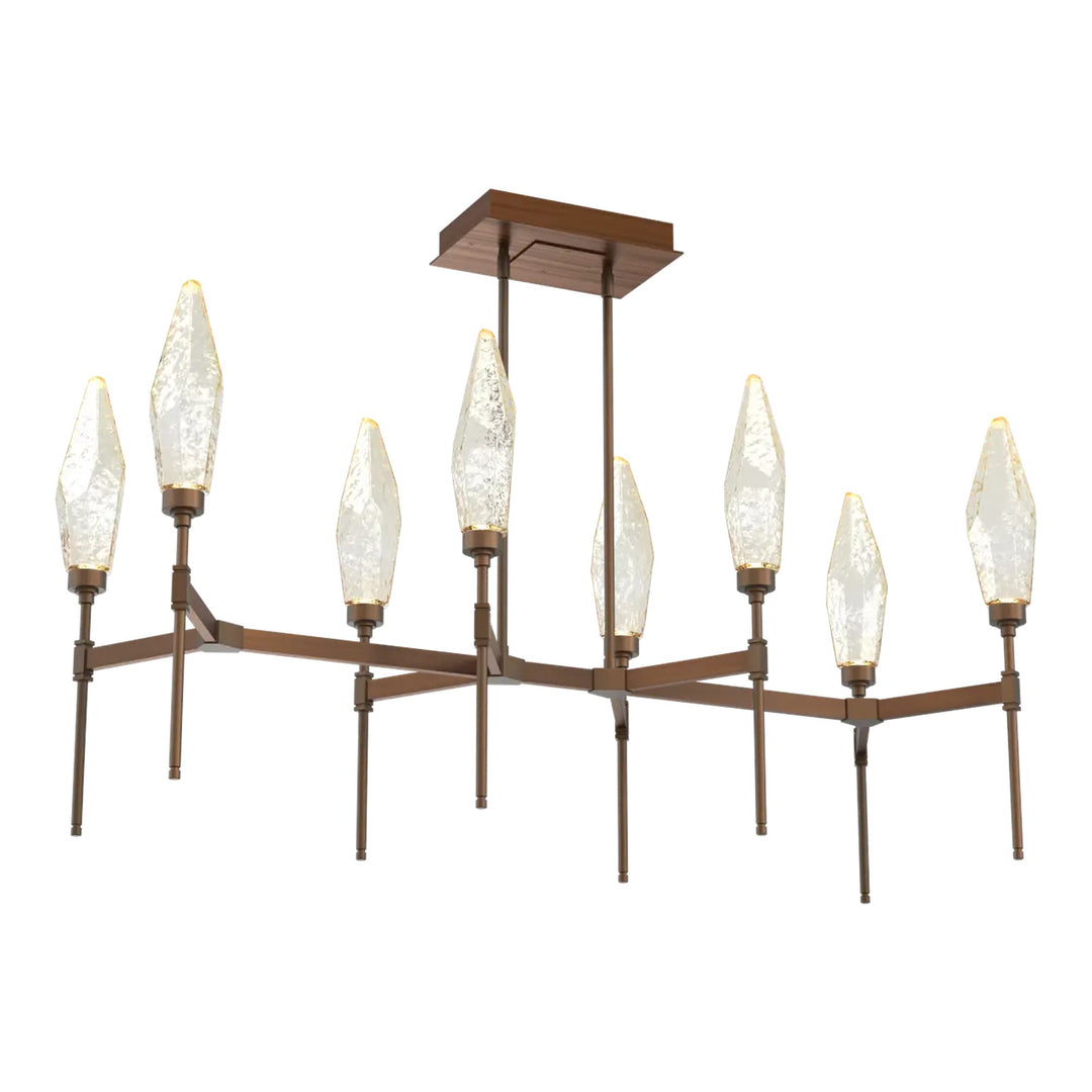 Rock Crystal Linear Belvedere Chandelier by Hammerton Studio in Oil-Rubbed Bronze