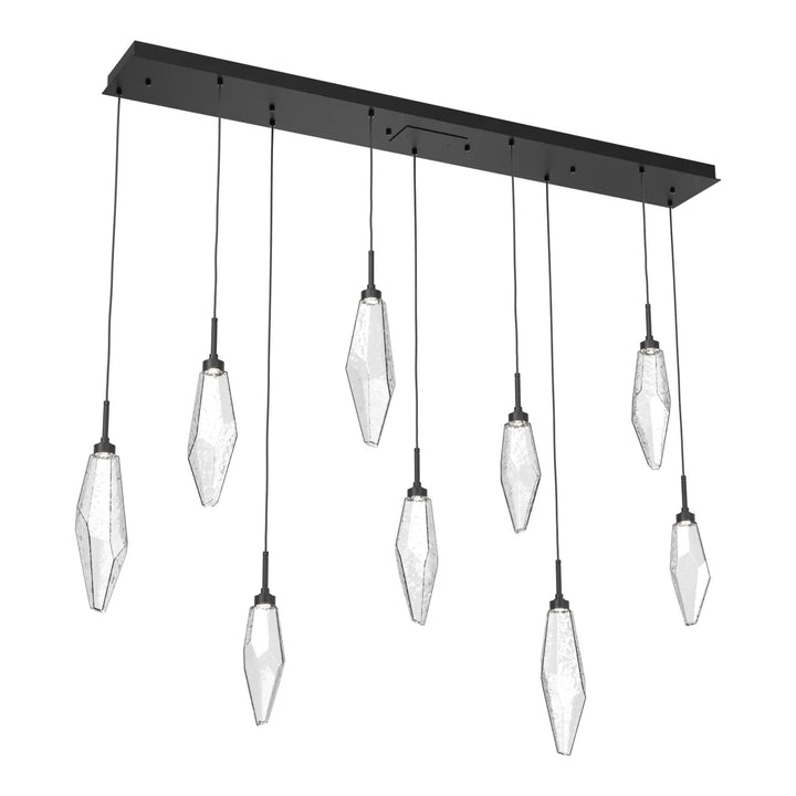 Rock Crystal Linear Pendant Chandelier by Hammerton Studio, 9 Lights
