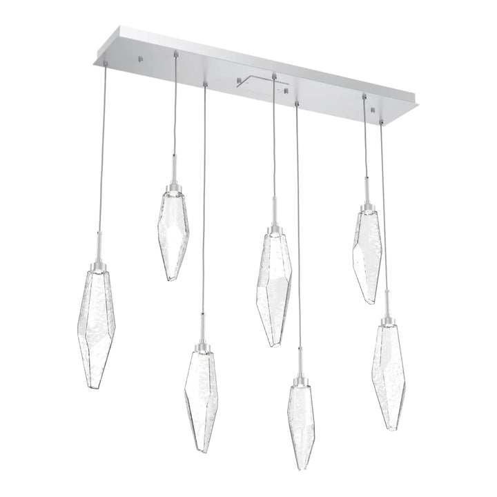 Rock Crystal Linear Pendant Chandelier by Hammerton Studio in Classic Silver