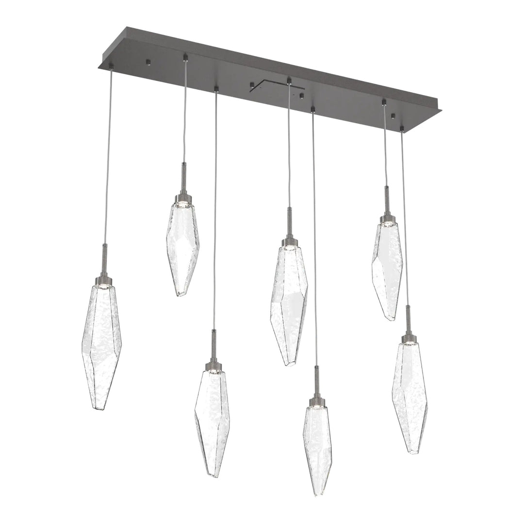 Rock Crystal Linear Pendant Chandelier by Hammerton Studio in Graphite