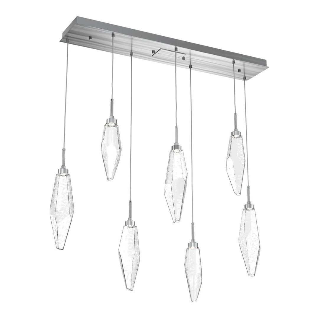 Rock Crystal Linear Pendant Chandelier by Hammerton Studio in Gunmetal