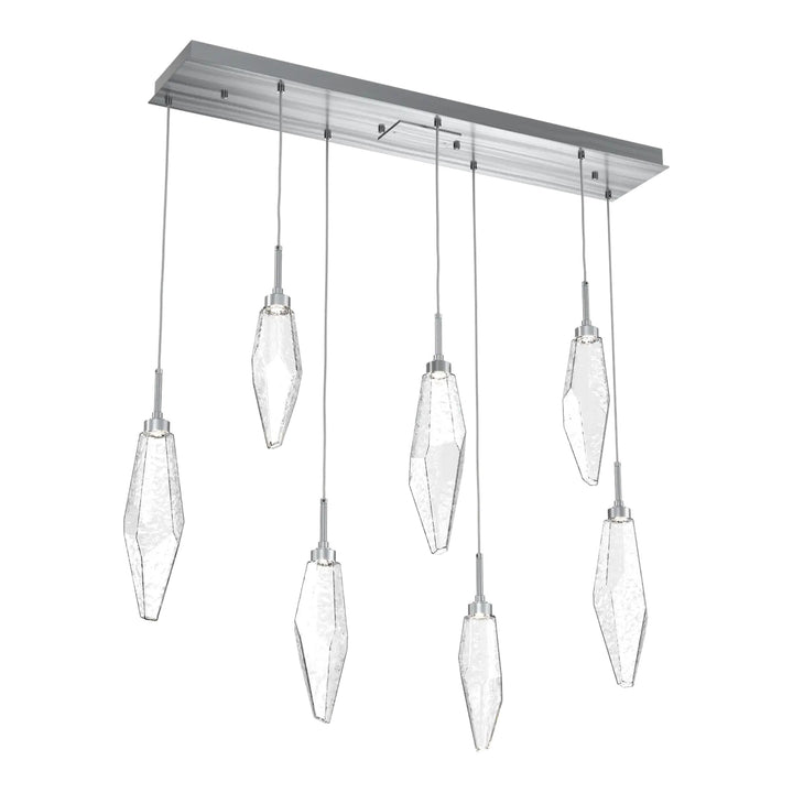 Rock Crystal Linear Pendant Chandelier by Hammerton Studio in Gunmetal