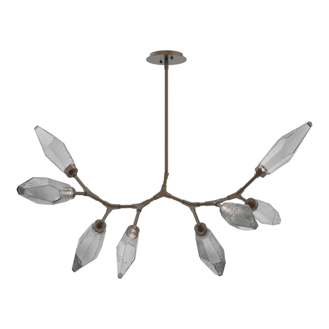 Rock Crystal Modern Branch Chandelier by Hammerton Studio in Flat Bronze