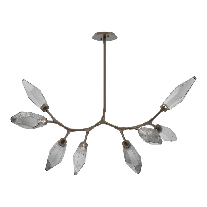 Rock Crystal Modern Branch Chandelier by Hammerton Studio in Flat Bronze